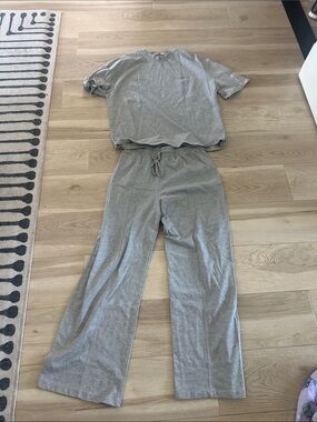 Zara Heather Gray Wide-Leg Lounge Set